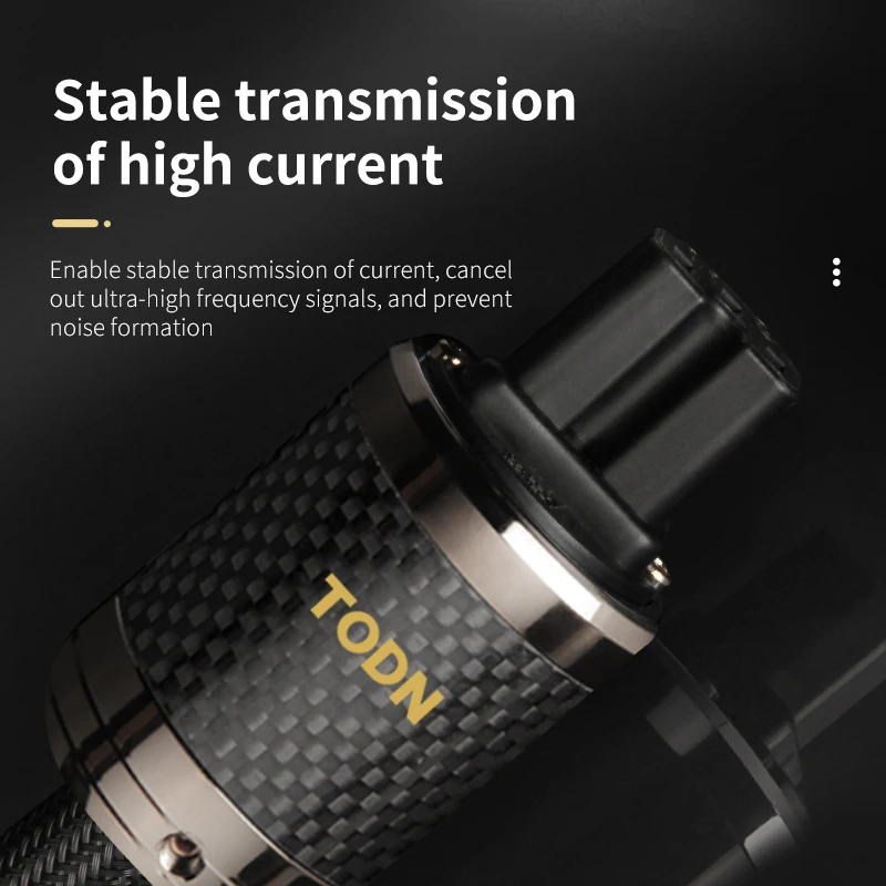 Audio Cable TODN power cable hifi OCC&OFC EU/US Carbon fiber plug Rhodium plated plug