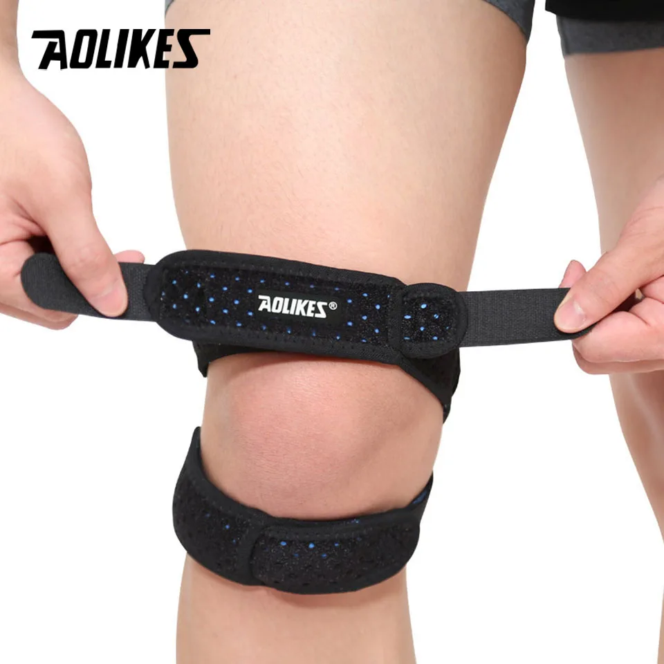 AOLIKES 1Pcs Adjustable Patella Knee Strap with Double Compression Pads Knee Support for Running Basketball Football Cycling