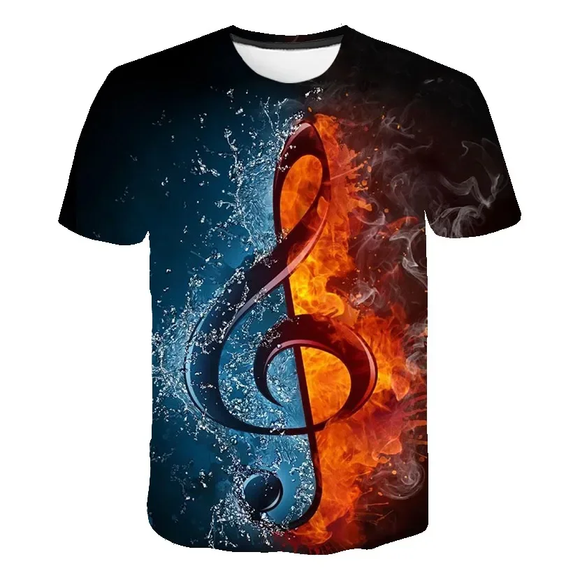 

Summer New Music Note T Shirts Clothes Boys Girls Short Sleeves T-Shirts Clothing Children Round Collar 1-14 Years Old Costumes
