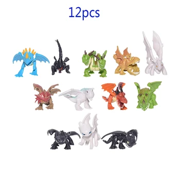 12PCS/Set Train Dragon Hidden World Toothless Fury Mini Cute Anime Character PVC Action Collectible Figure Model