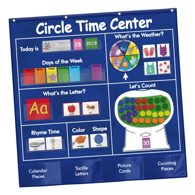 Circle Time Center Color Classroom Pocket Chart Developmental Toys Circle Learning Time Center Pocket Chart for Toddlers Kids 6