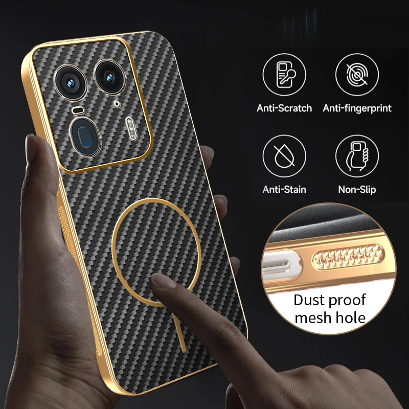 Plating Fiber Texture Magnetic Magsafe-Compatible Case