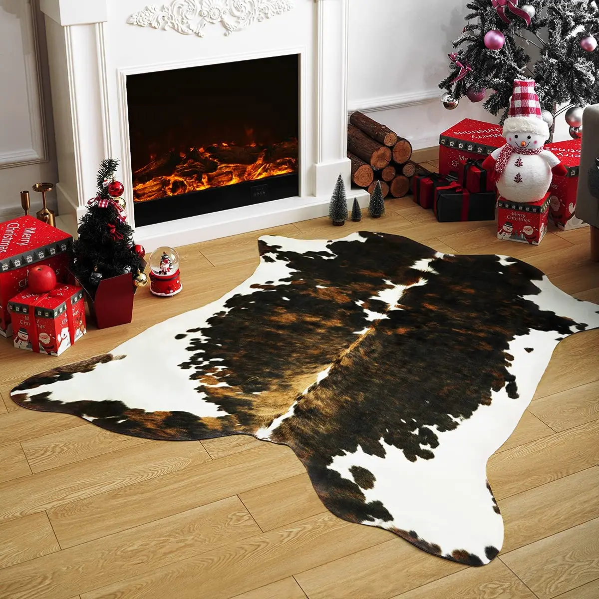Floor Mat Shaggy Rugs Luxury Premium Cow Print Style Rug Living Room Bedroom Carpet Home Decor Hand Wash Modern Cowhide Cushion Bedside Sofa Floor Mat