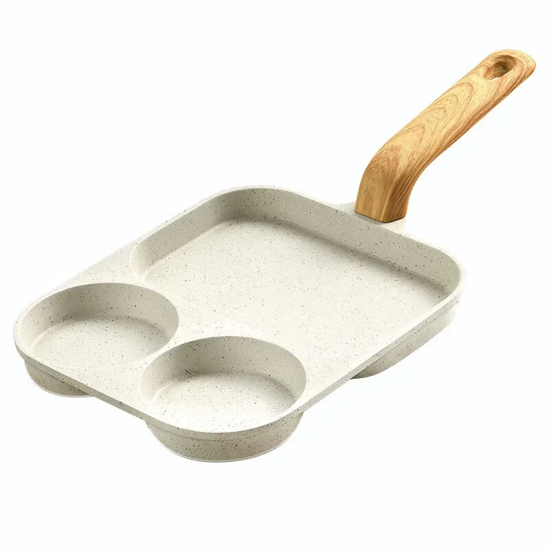 Omelette pan, non-stick work, 3-hole breakfast pan, steak frying for all stovetops, household skillet