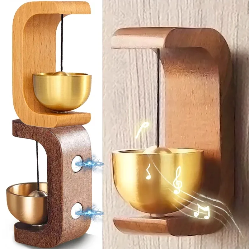 Minimalismus celistvý dřevěný doorbell estetická magnetický mosaz vítr zvonkohra bezdrátový zvonit zvon nástup dveře zvon přívěsek domácí dekorace