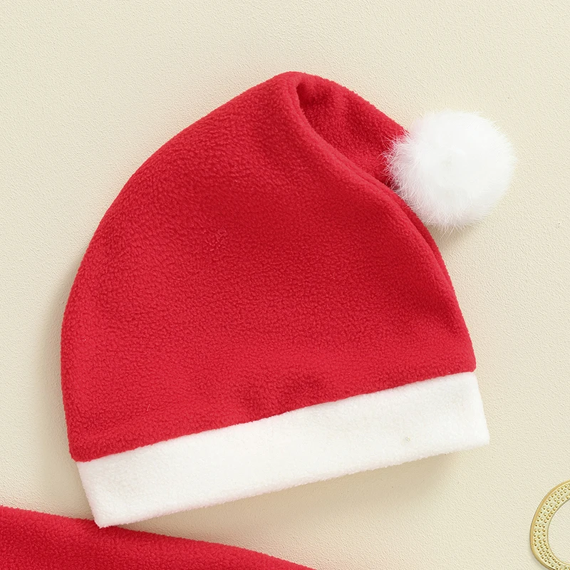

Toddler Baby Christmas Santa Costume Contrast Color Round Neck Long Sleeve Tops Pants Hat