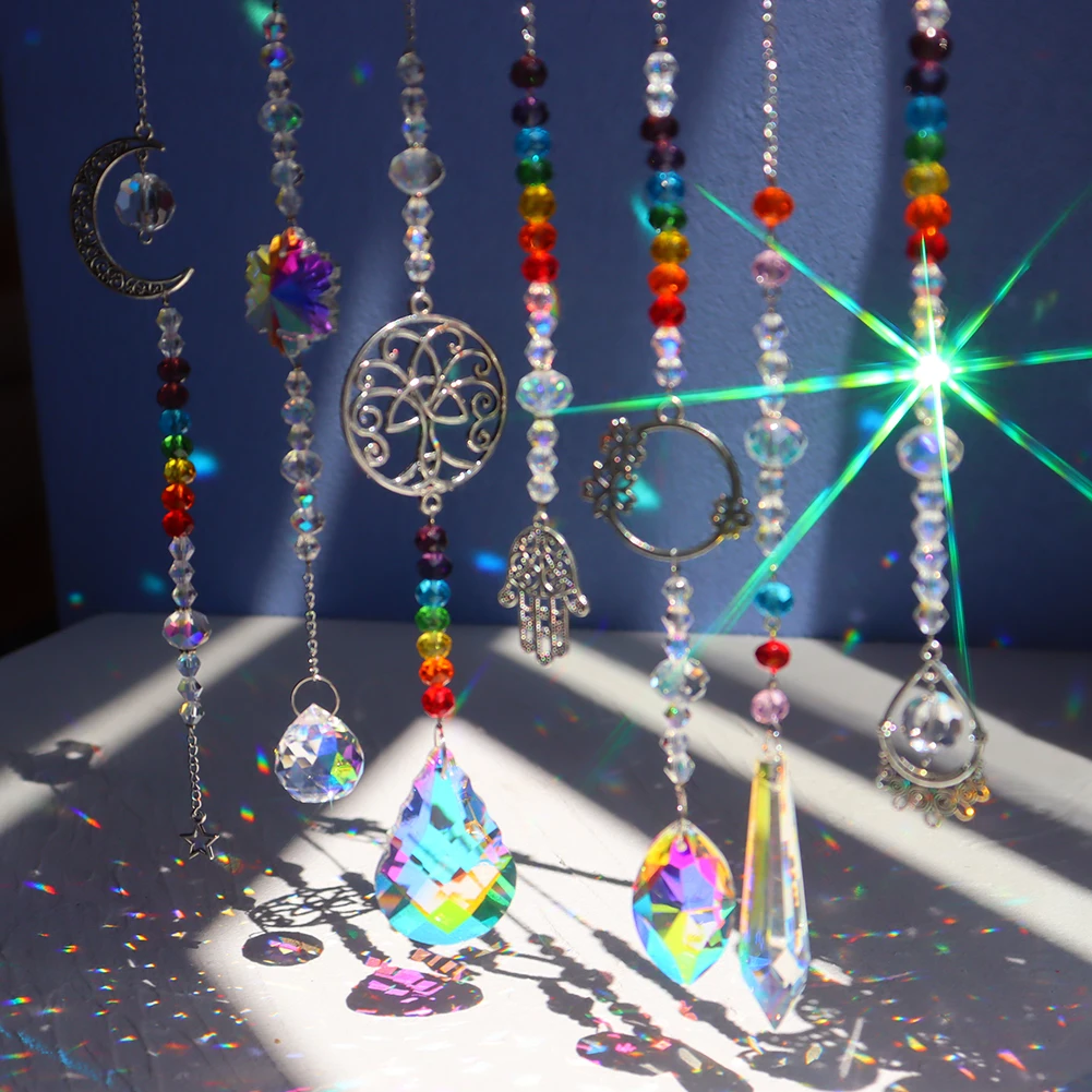 Crystal Windchime Rainbow Maker Crystal Prism Pendant Garden Window Curtain Decoration Wind Chime Sun Catcher Window