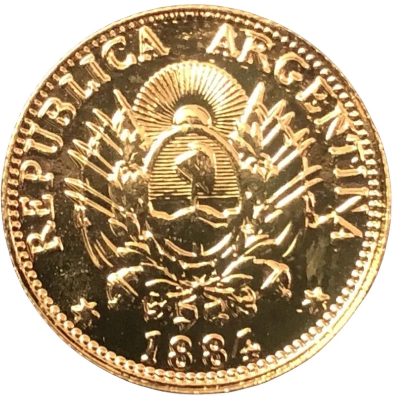 

1884 Argentina 2.5 Pesos/ 1/2 Argentino Gold Copy Coin 19mm
