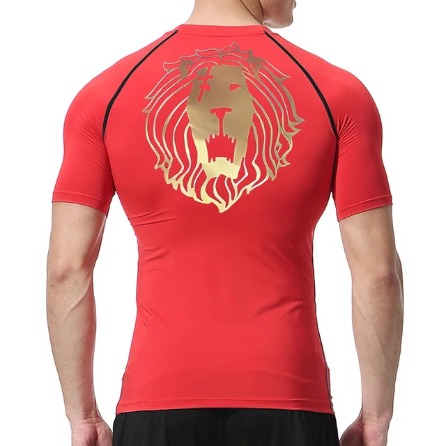 Lion Print Compression Shirts for Men Gym Workout Undershirt Baselayers Athletic Quick Dry Tshirts Tees Short Sleeve Rash Guard 6