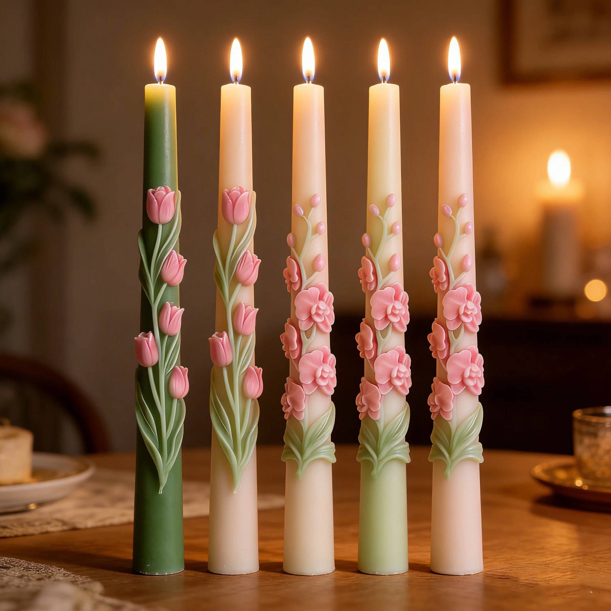 3D 롱 스템 팔레놉시스 난초 꽃무늬 실리콘 몰드 DIY 석고 왁스 레진 캔들 홀더 홈데코 선물용