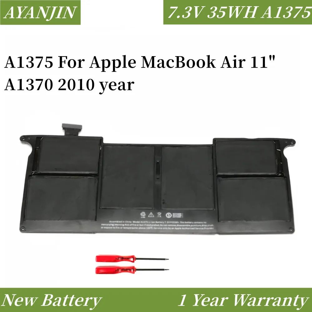 Batería para Macbook Air de 11 pulgadas, 7,3 V, 35WH, A1375, A1406, A1370, 2010, 2011, A1465, año 2012, 020-7377-A