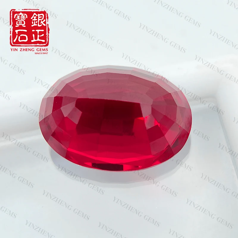YinZheng Flame Melted Provide AGL Or GRC Certificate Oval Shape Pigeon Blood Ruby Loose Gemstones Ruby Synthetic Cultivate
