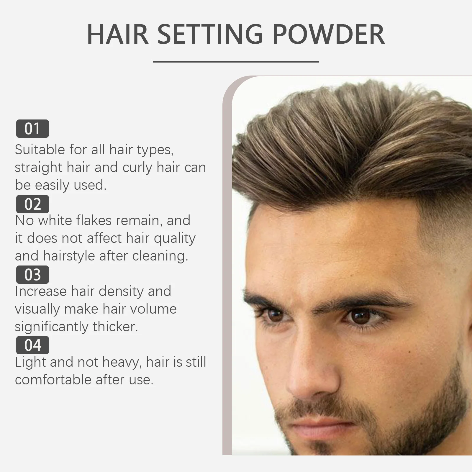Matte Hair Styling Powder For Men - Instant Volume Texture Lightweight & Non-Greasy Easy To Use For Natural Looking Hairstyles view 4