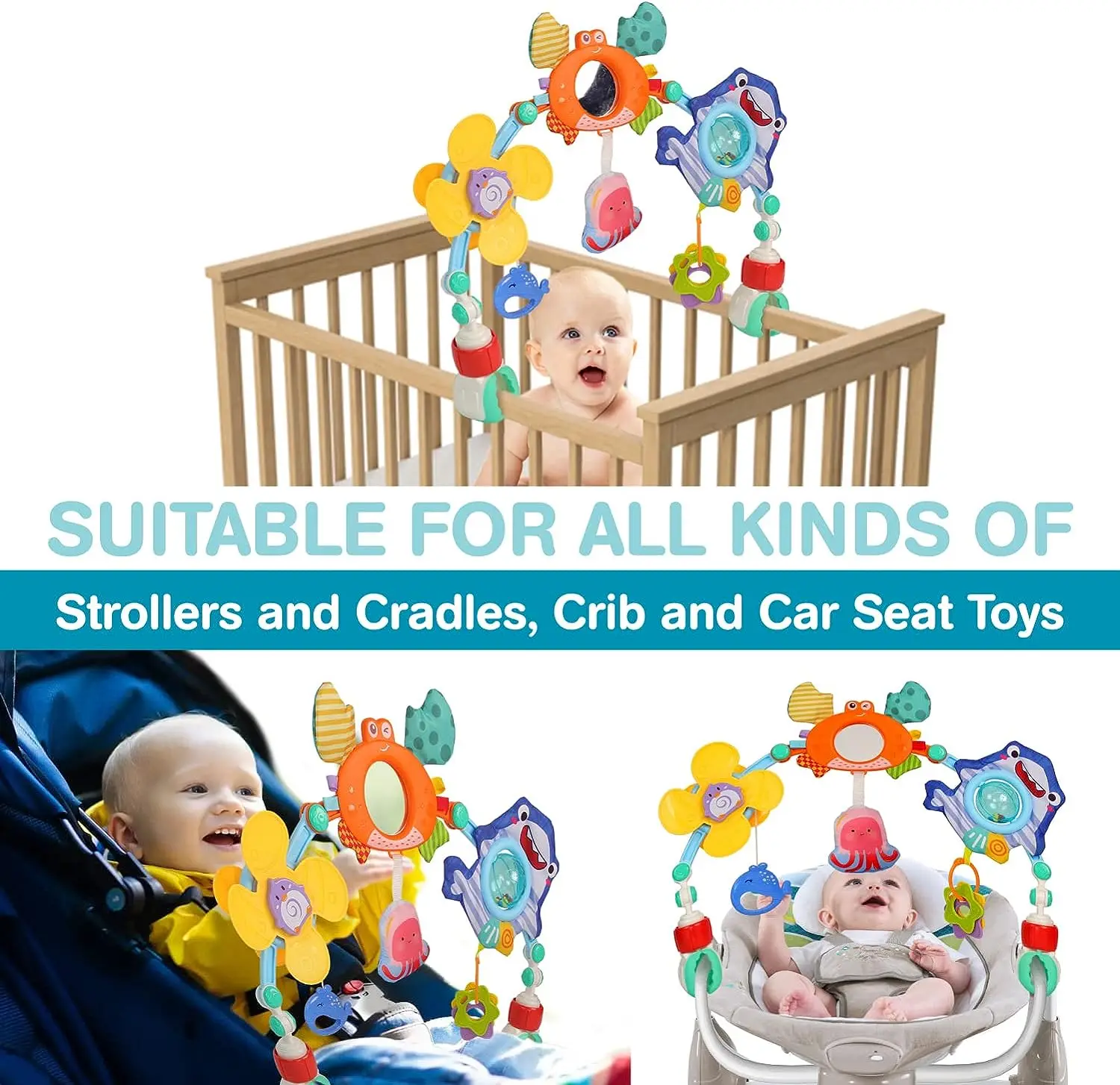 Giocattolo ad arco per bambini Montessori per neonati attività sensoriale passeggino giocattolo per lettino culla sedile sicuro sonagli appesi giocattoli Comfort