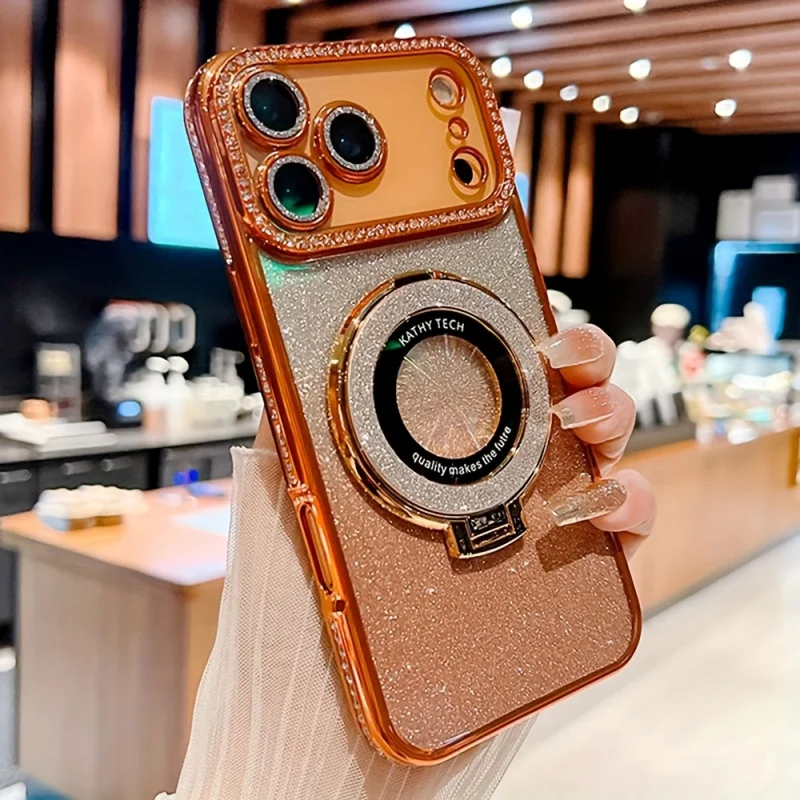 Shiny Rhinestone Fashion Stand Phone Case with Mobile Holder
