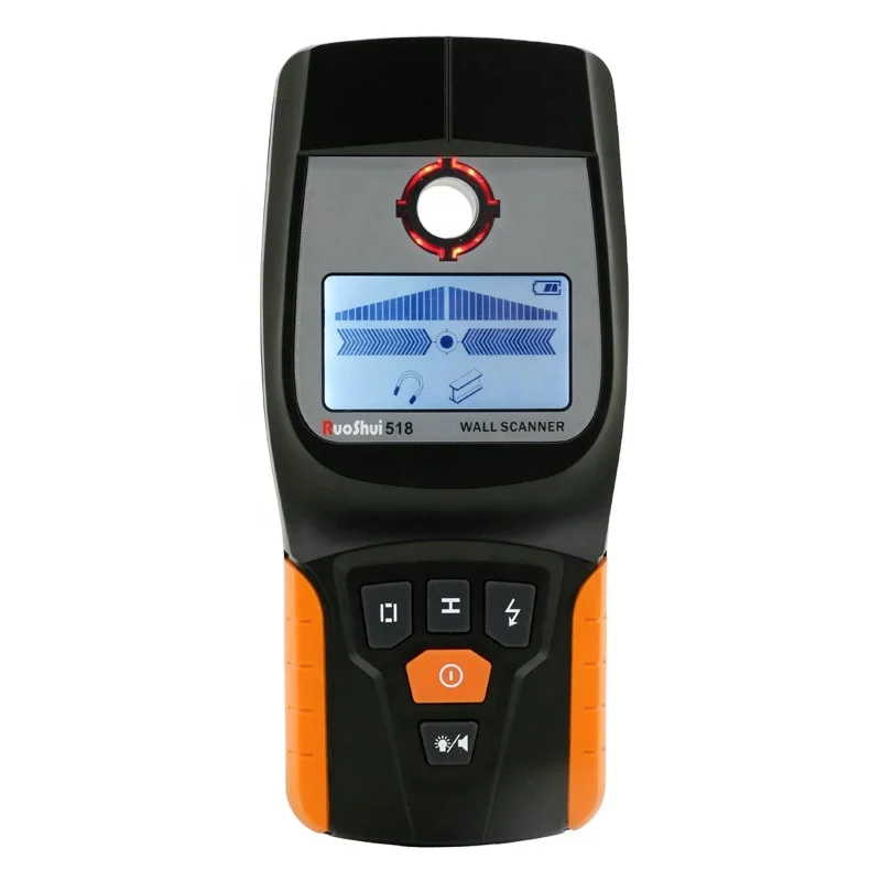 

RuoShui 518 RTS Wall Scanner Metal Detector Find Wood Studs Multifunction AC Cable Live Wire Warning gold detector