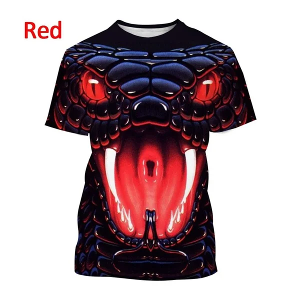 

2022 New Summer Hot Sale Horror Animal Snake3D Printed T-Shirt Cute Cool Funny Casual Fashion Unisex Short Sleeve Crew Neck Tops