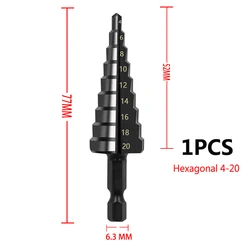 Premium Titanium-Coated HSS Step Drill Bit Set - 3 Piece Hole Cutter Collection (Black 4-20)