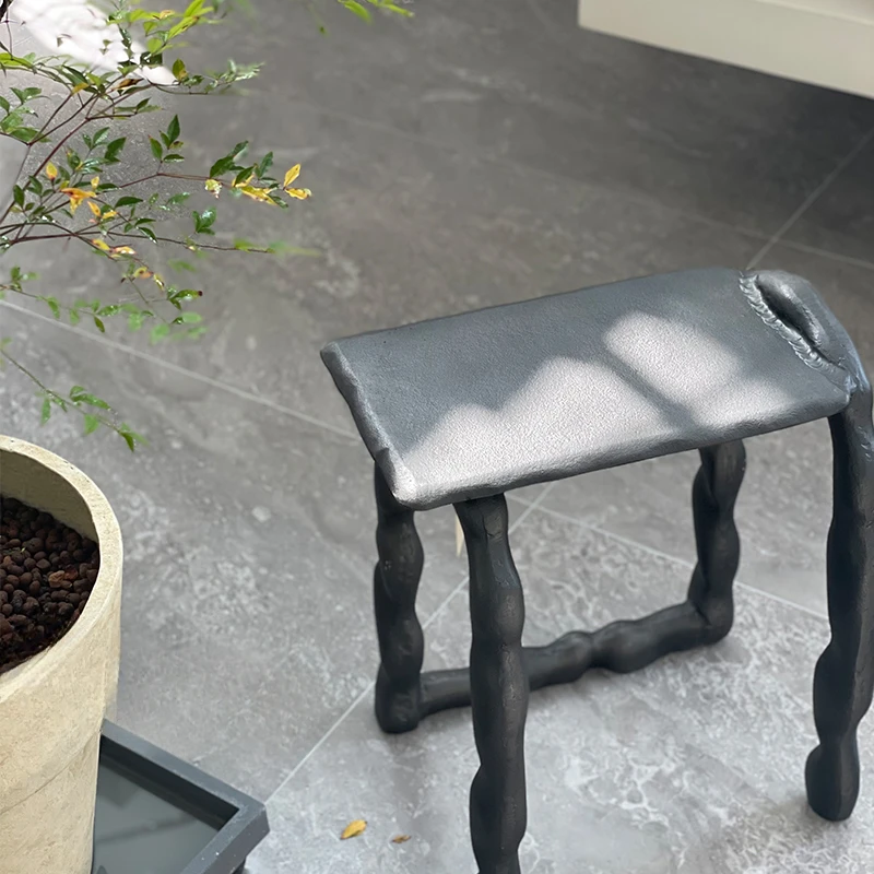 

Side table and stool metal minimalist sculptural feel