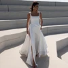 Simple Square Neck Wedding Dresses With Side Silt Elegant Lvory Bridal Gown With Open Back For Woman 2024 New Vestido De Novia 4