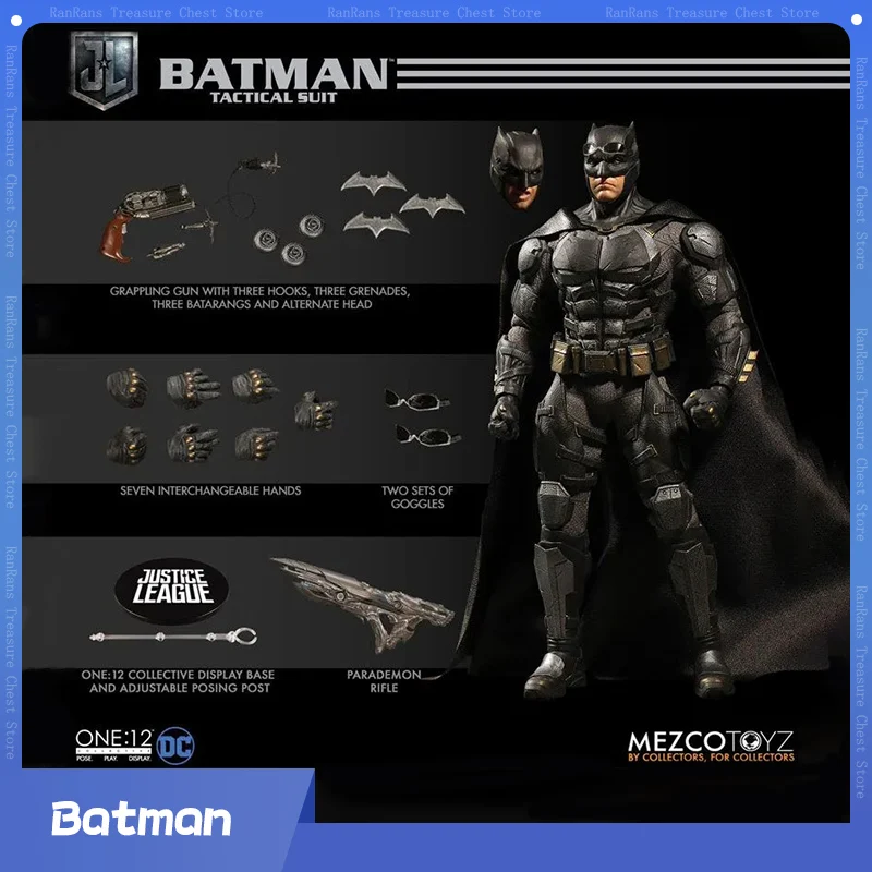 

Оригинальный боевой костюм MEZCO, Бэтмен, коллективная Лига Справедливости 1/12 в наличии, фигурка статуи, Коллекционная модель, рождественский подарок