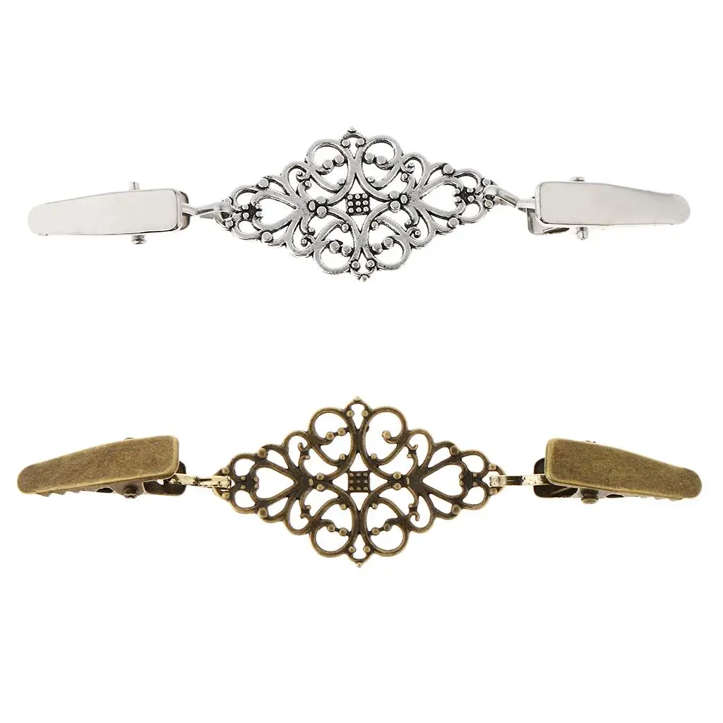 Women Vintage Sweater Cardigan Clip Hollow Alloy Plating Clothing Clips