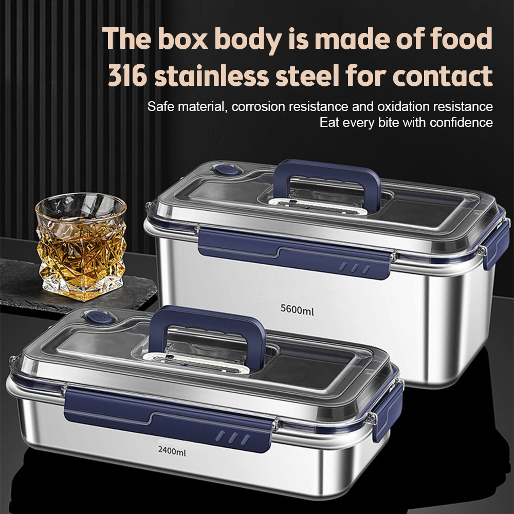 Food Storage Containers with Lids Airtight Food Grade 316 Stainless Steel Large Capacity Leakproof Kitchen Storage Container kitchen storage box,kitchen supplies