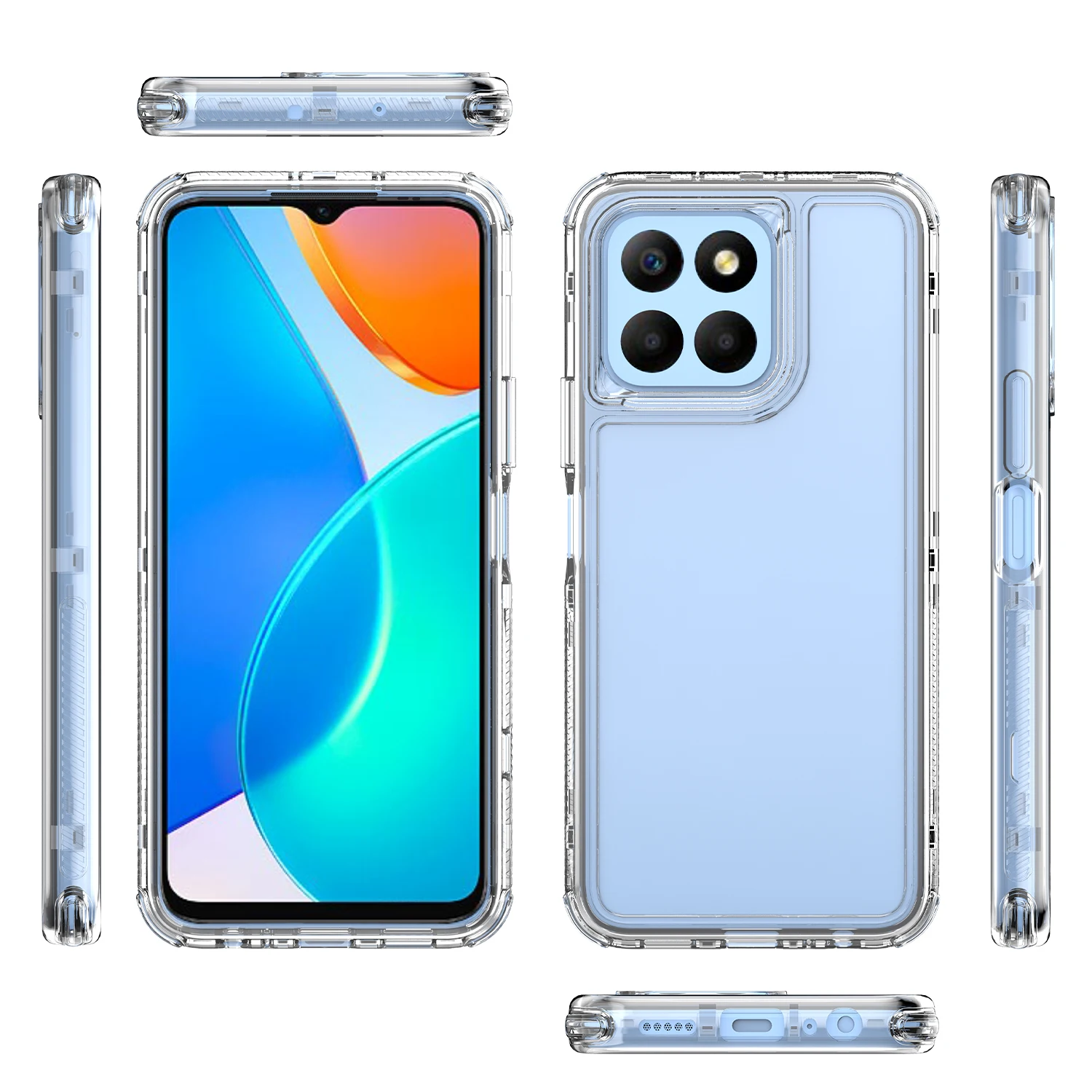 Rugged Armor Shockproof Transparent Phone Case with Hard Plastic Frame