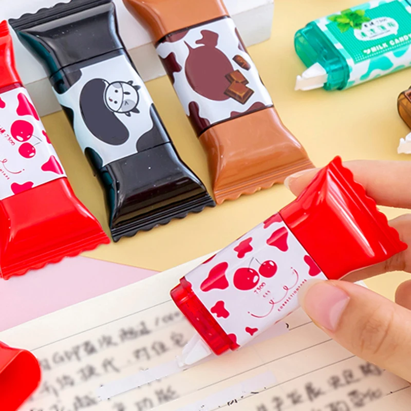 Correction Tape 1 Piece Cute Kawaii Milk Candy Sweet Cherry Chocolate Mint Cow Stationery Office School Supply correction tape