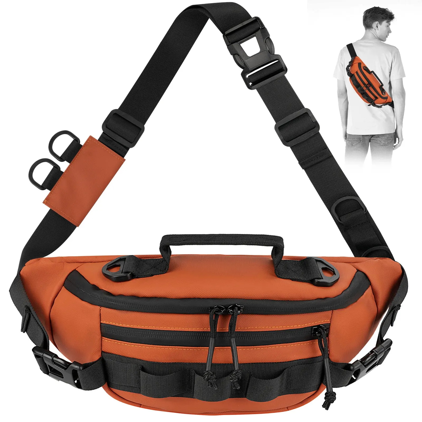 Borsa Da Pesca In Tessuto Oxford 600D, Multi-tasche, Con Cintura Regolabile – Leggera E Resistente All’Usura, Per Accessori Ed Esche