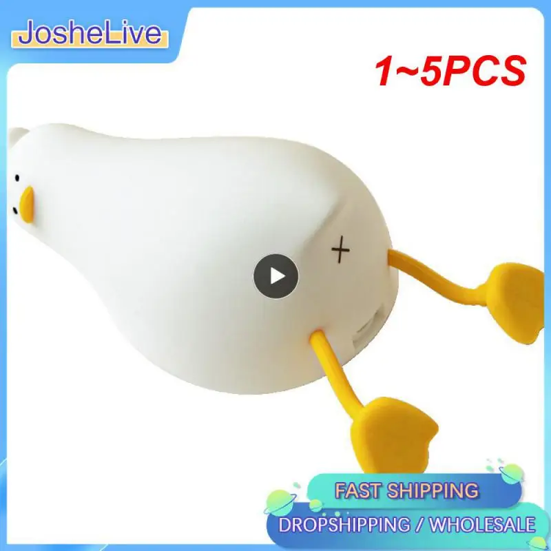 

1~5PCS Creative Cartoon Lying Duck LED Night Light Rechargeable Dimmable Silicone Bedside Nursery Touch Lamp for Kids Cute Night