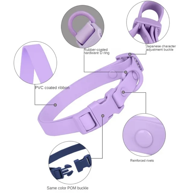 PVC Waterproof Dog Collar Adjustable Length Macaron Color Pet Collar with Leash Large Dog Training Accessorie Correas De Perros 5