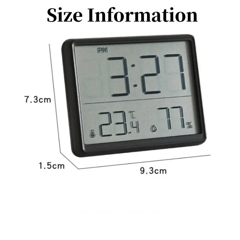 Mini Digital Alarm Clock Temperature Humidity Hourly Beep Magnetic - Image 2
