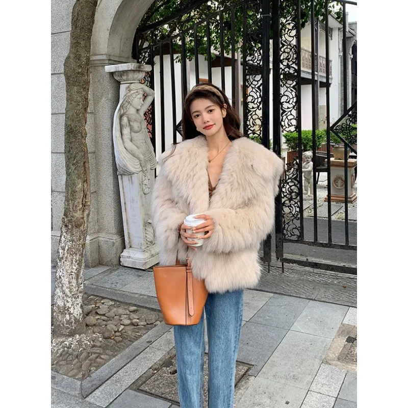 Luxury Brand Faux Fur Coat Women Autumn Winter Fluffy Jacket  Warm Thick Korean Chic Outerwear Solid Long Sleeve Women Clothing