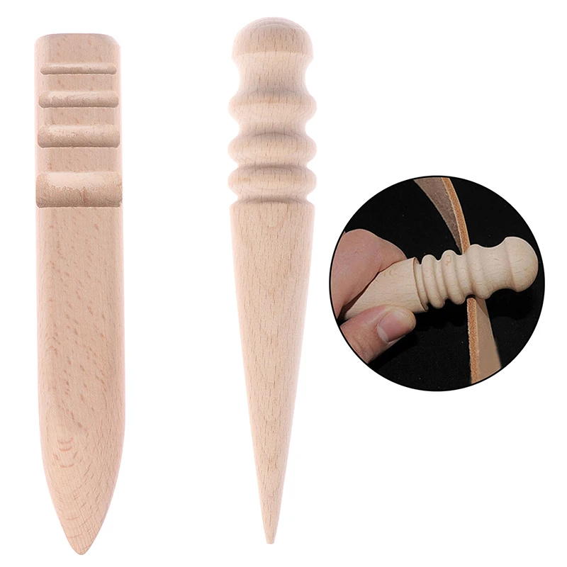 Handmade Burnishing Wood Rod Leather Craft Edges Slicker Round Wood Leathercraft Tool
