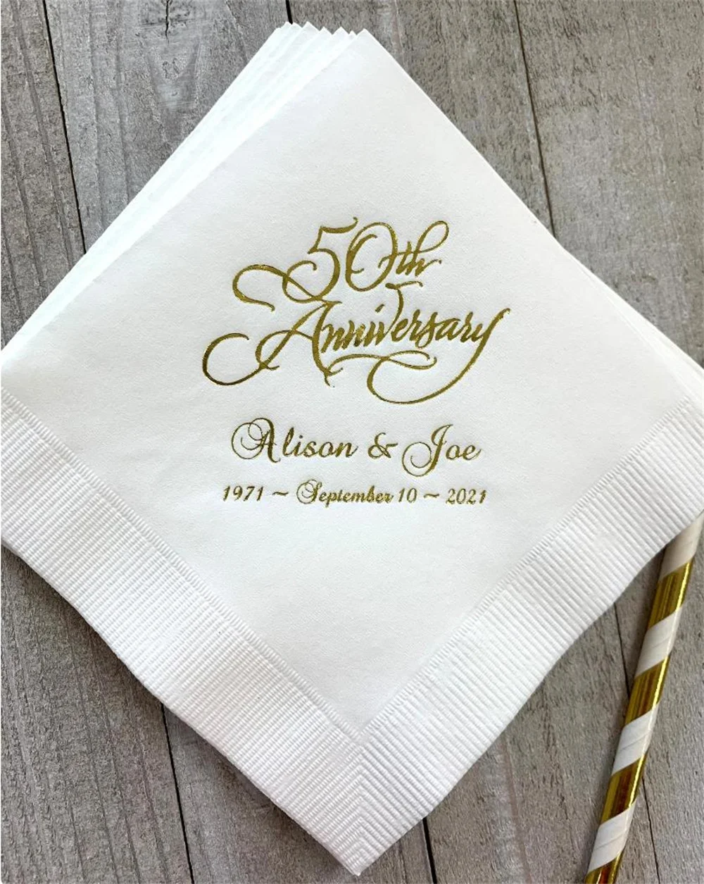 

50PCS Personalized Napkins Beverage & Luncheon Size Available Wedding Napkins Shower Engagement Custom Monogram 50th Anniversary