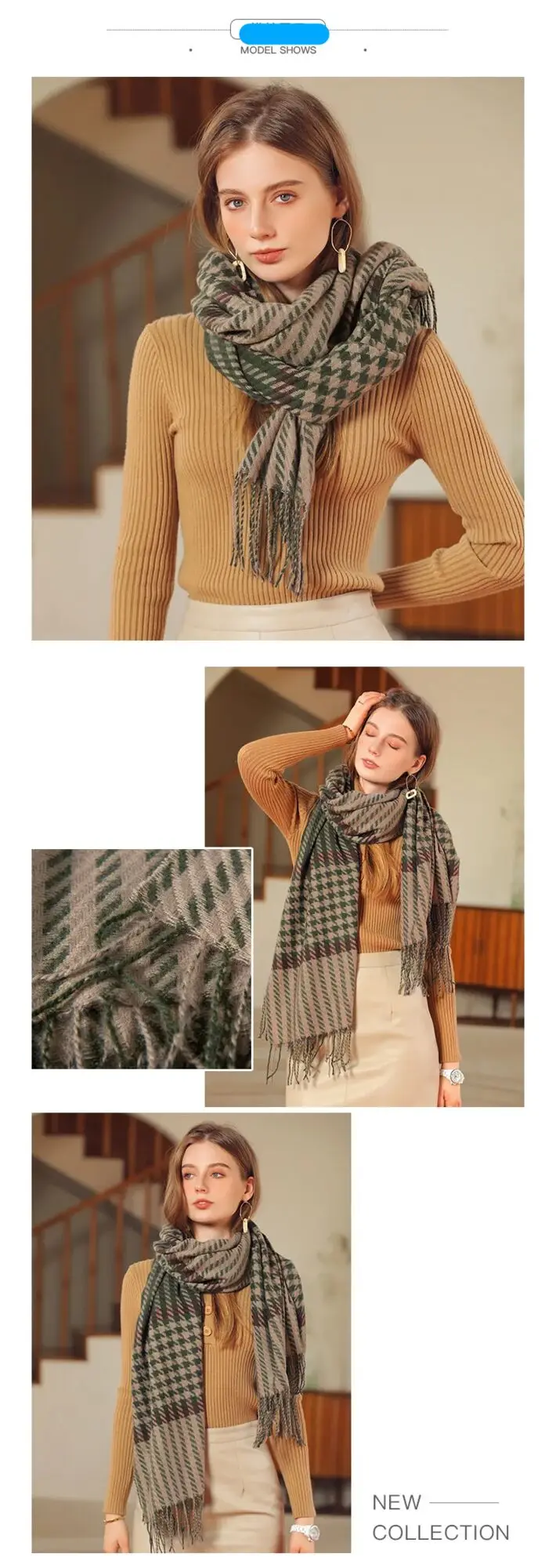 Mode Grün Schal Frauen Design Kaschmir Schals Für Männer Dame Schal Wraps Quaste Pashminas_voghion.com