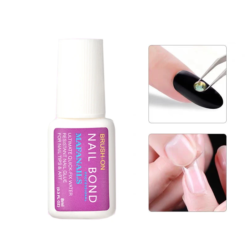 8ml Brush-on Fast Drying Nail Glue for False Nails Glitter Acrylic Nail Rhinestone Decoration 1/5pcs Nail Tips Bond Glue Nail To 3