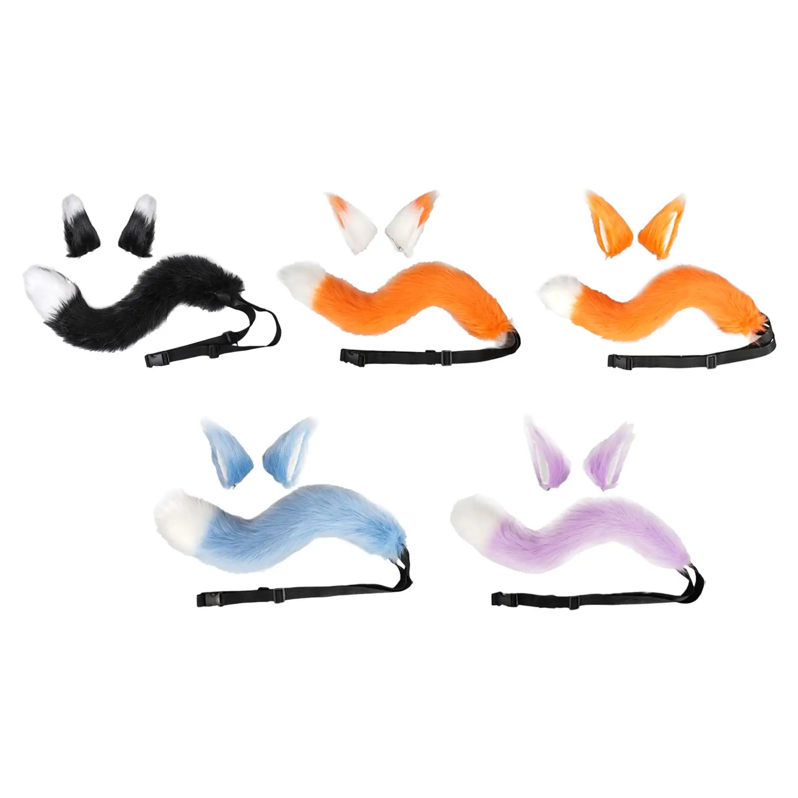 Fox Ears And Tail Set Cosplay Props Cat Ear Hair Clip For Unisex Kids For Costume Accessories