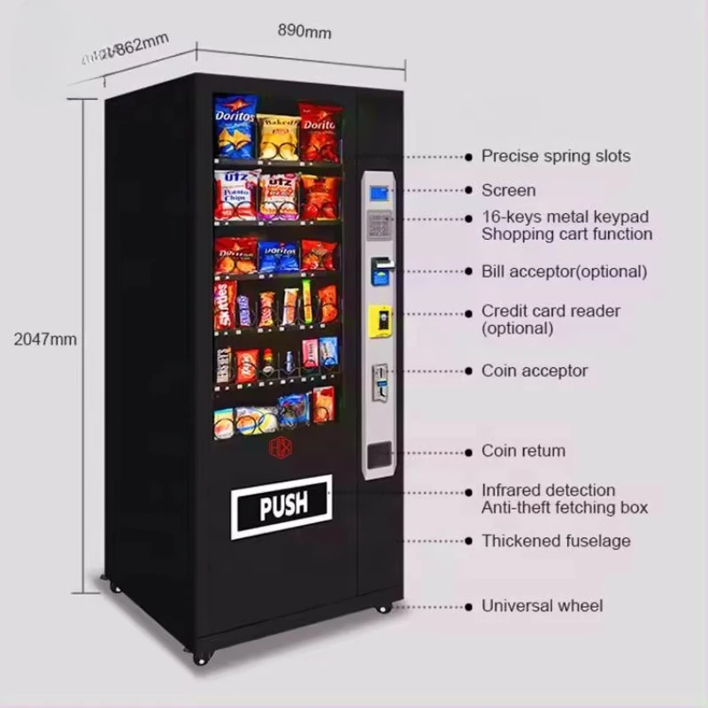 Customized Auto Snack & Water Vending Machine Factory Convenient Store Food Drinks Snacks Beverage Dispenser Beer Cold Drinks