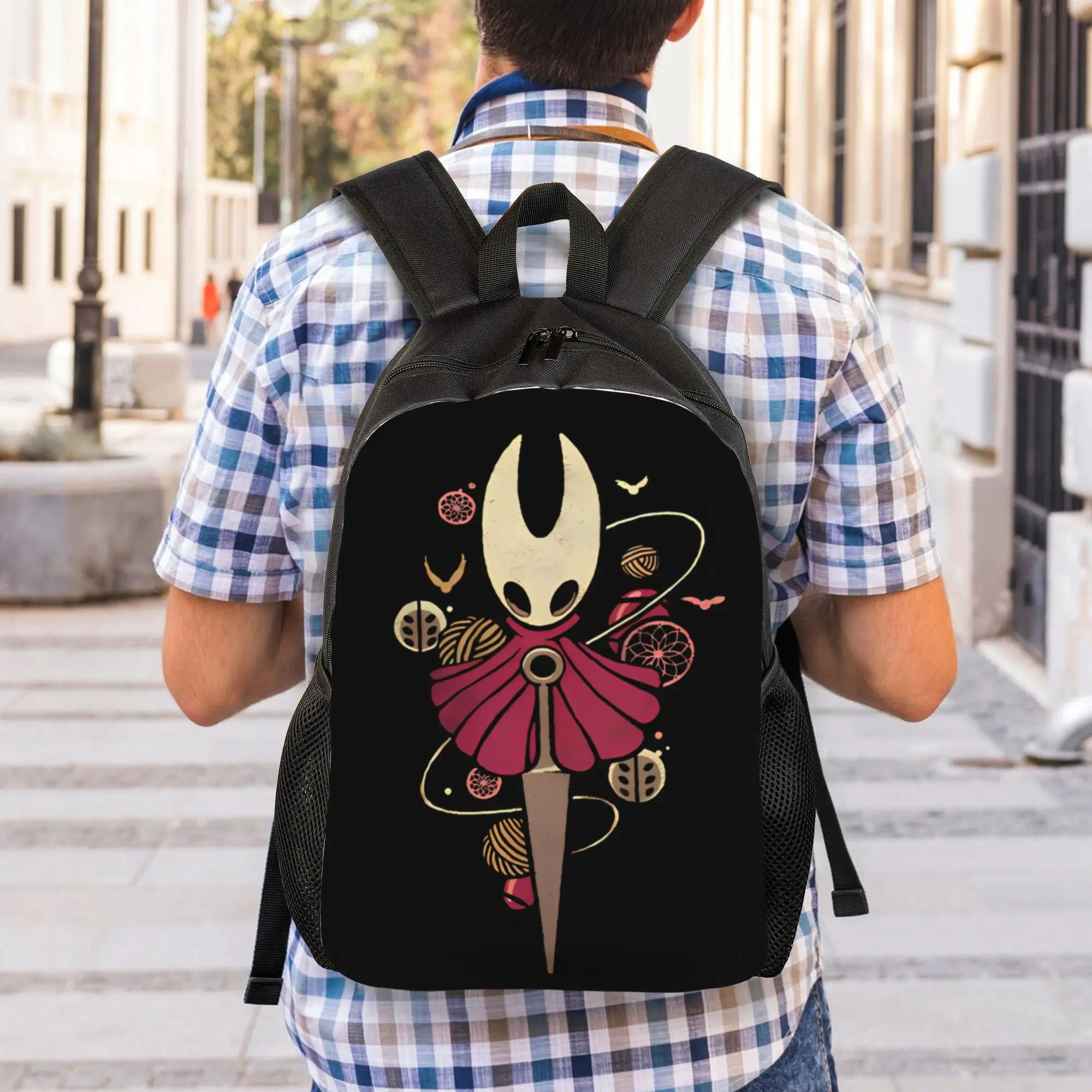 Hollow Knight Silksong 캐주얼 배낭 야외 고등학교 하이킹 여행 남성용 여성용 Hallownest Daypack 대학 숄더백