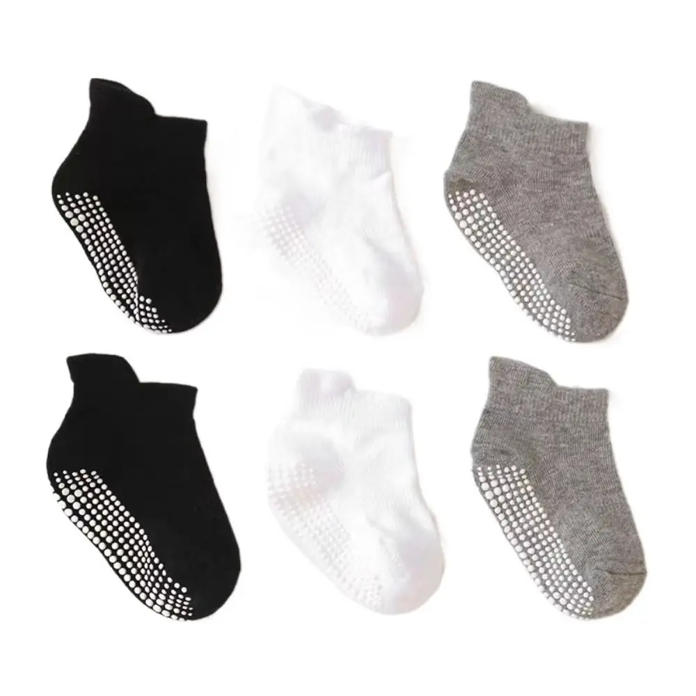 6Pairs New Cotton Baby Solid Socks Non-slip Newborn Kids Tube Sock Short Infant Toddle Walking Socks First Walkers
