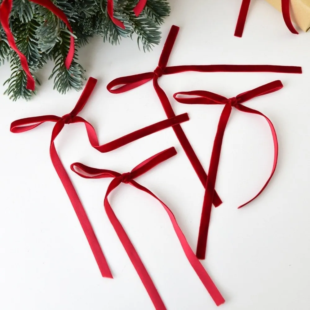 Velvet Christmas Tree Ribbons Red Green Brown