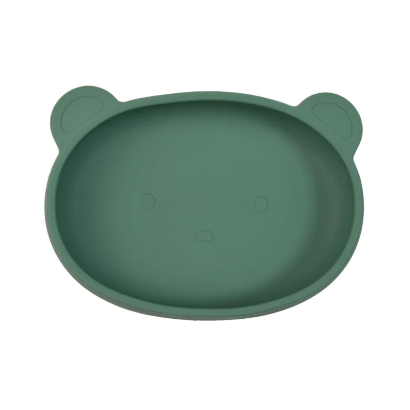 

Stay Put Suction Bowl for Toddlers Bear Shape Baby Self-Feeding Plate Silicone Utensil Microwave Safe Infant Tableware