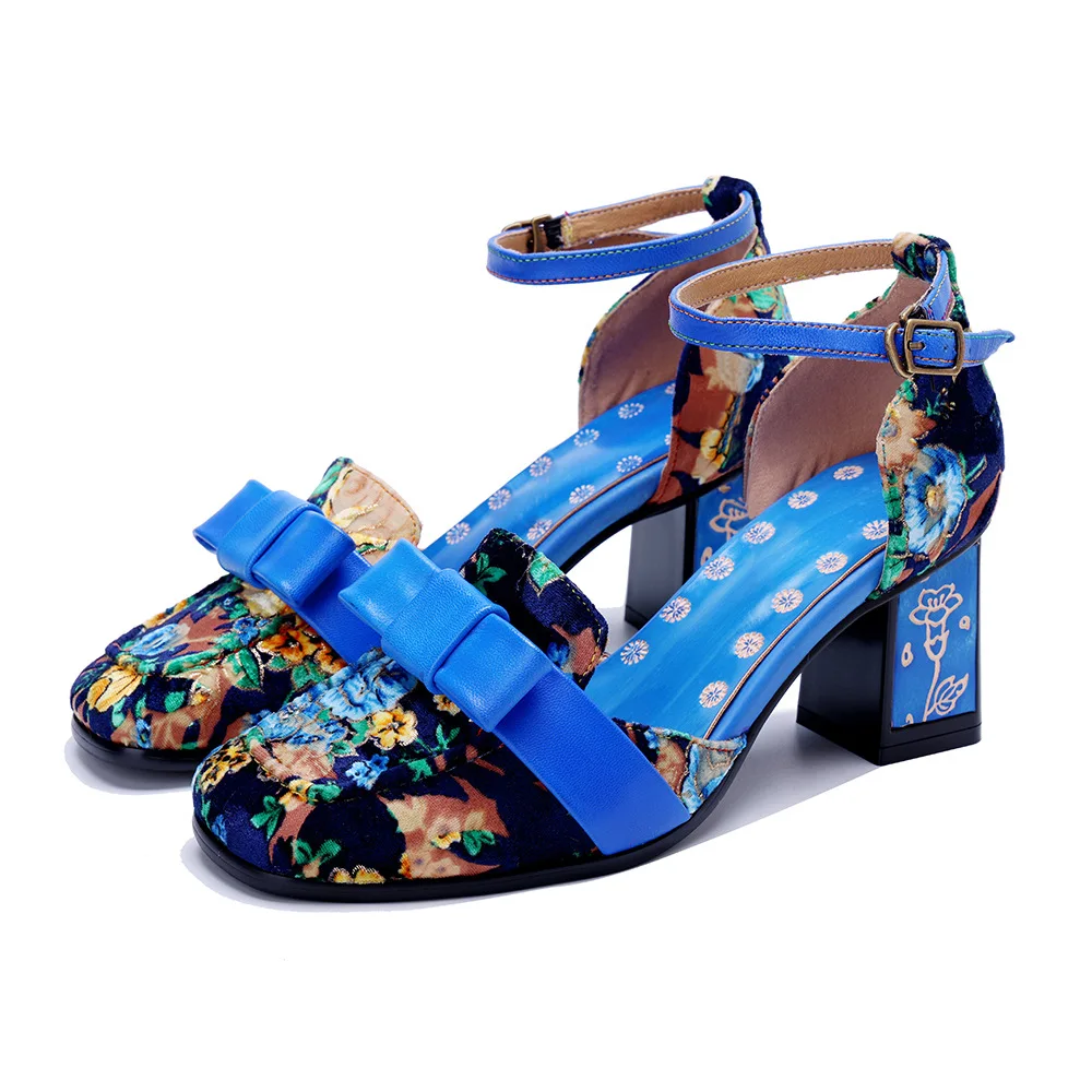 Socofy Raffan floral bow sandal 4
