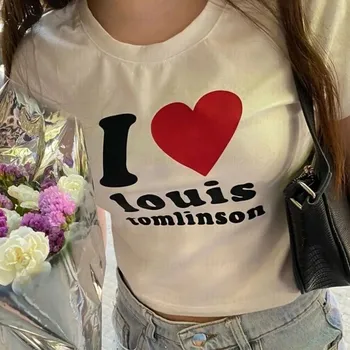 Camiseta Harajuku Vintage con estampado de letras Y2K camiseta para bebé ropa de calle a la moda con cuello redondoTops 1