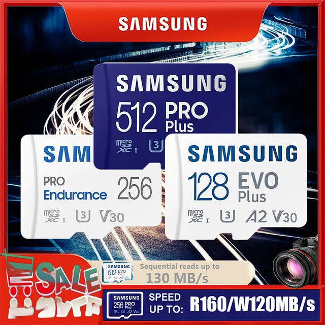 SAMSUNG EVO Plus Memory Card: 512GB-256GB, Micro SD/TF