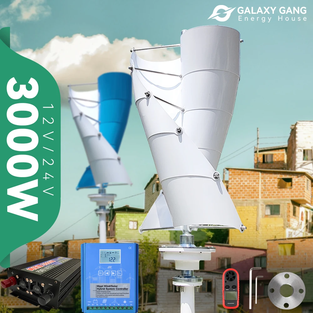 

EU Duty Free 3000w Wind Turbine Generator 10 Blades 12v 24v Free Energy Windmills Optional MPPT Hybrid Controller For Home Use