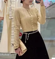 Women Hollow Out Cardigan or Long Skirts Set Spring 2025 New Pearl Buttons Long Sleeve Knit Coat or A-Line Simple Midi Skirt 1