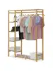 Magshion Bamboo Clothing Garment Rack Freestanding Clothes Coat Hanger Closet Organizer with Shelf for Shoe or Storage B 1